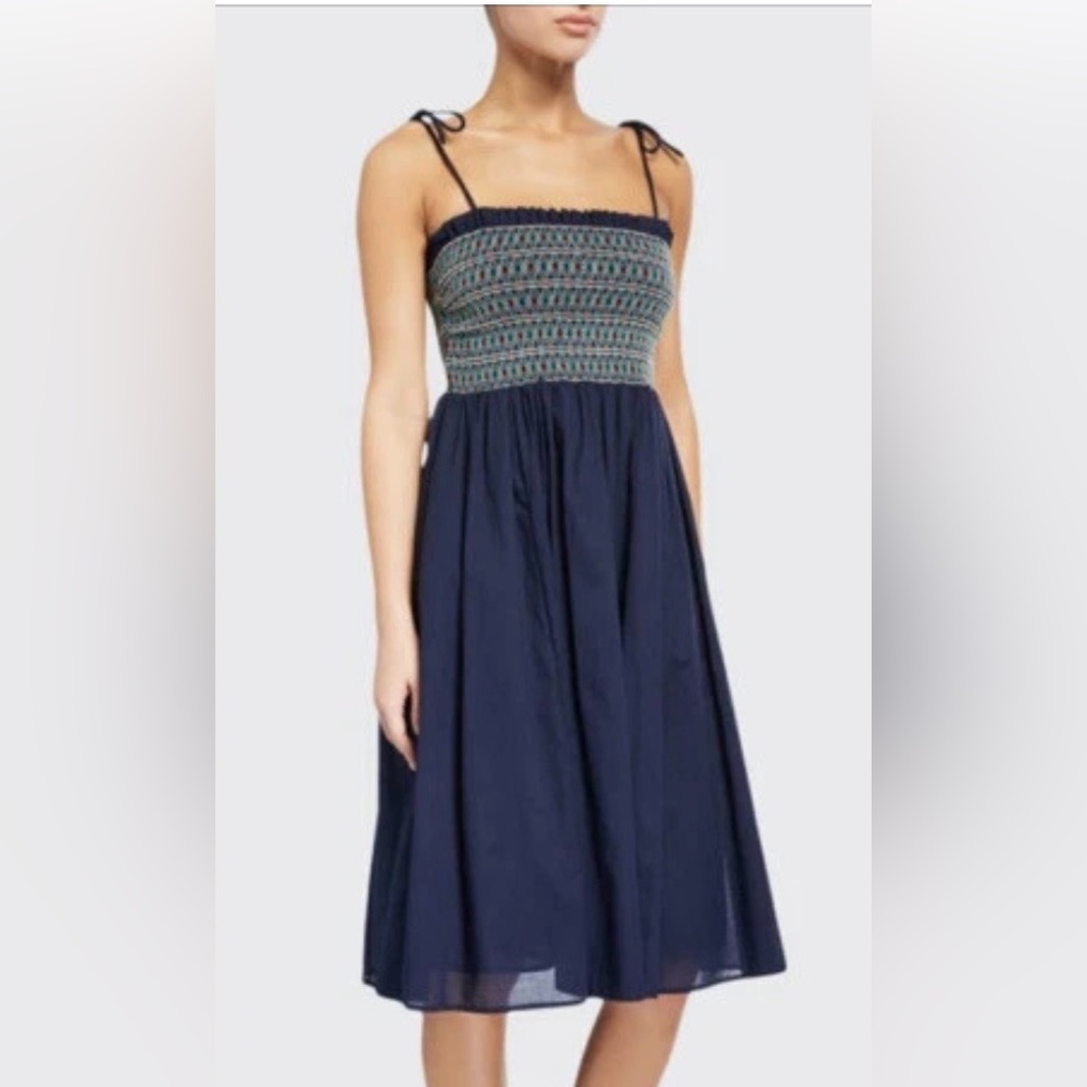 Tory Burch Navy Dress with Embroidered Detail- size Medium